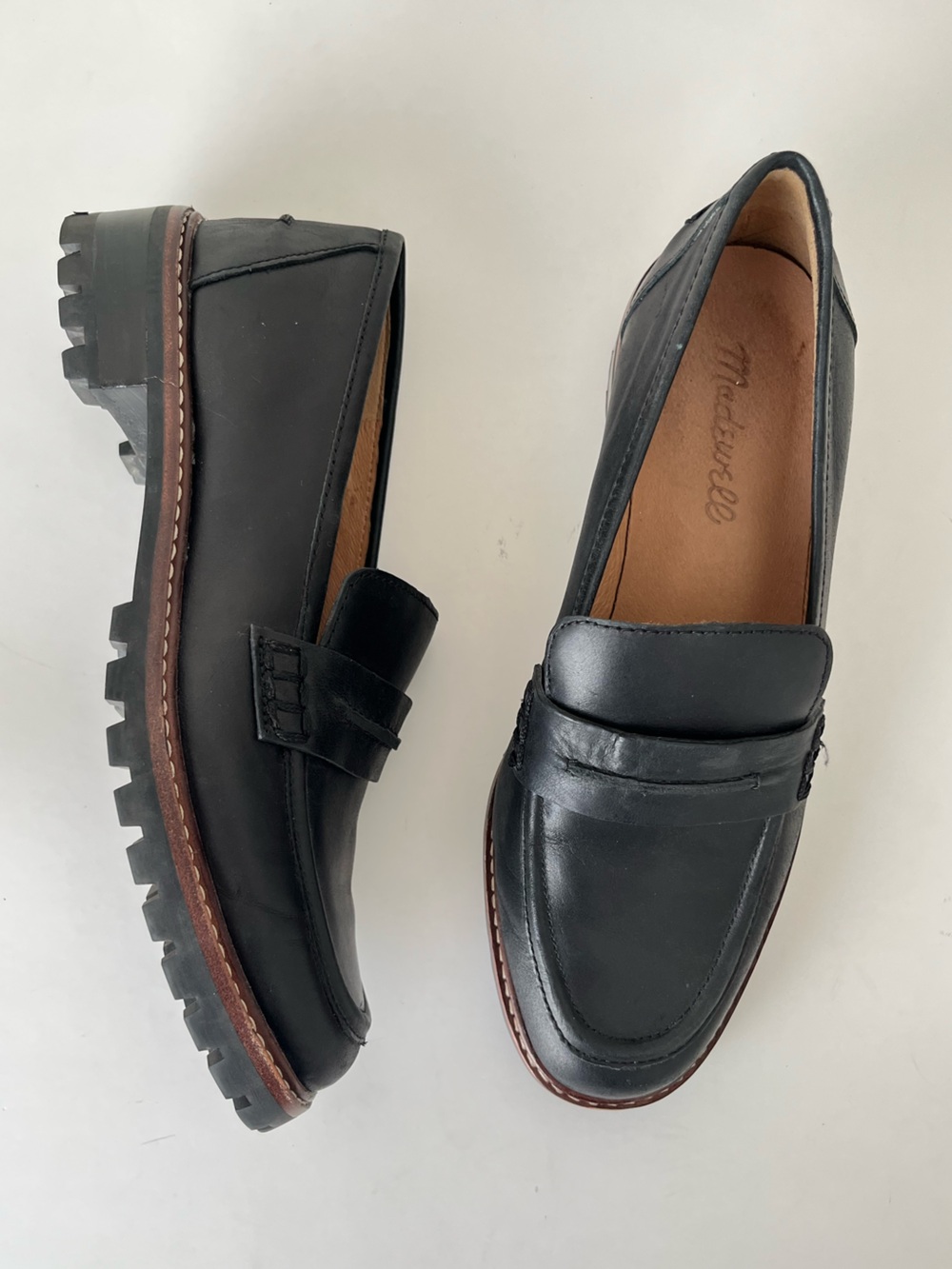 Madewell The Corinne lugsole leather loafers preppy black 7 - Picture 5 of 13